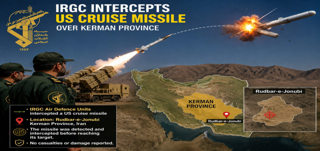 Iran intercepts US missile over Kerman Province