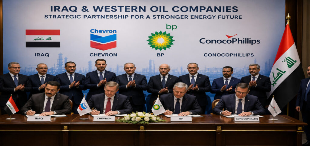 Iraq oil deals signing ceremony between Iraqi officials and Western energy companies