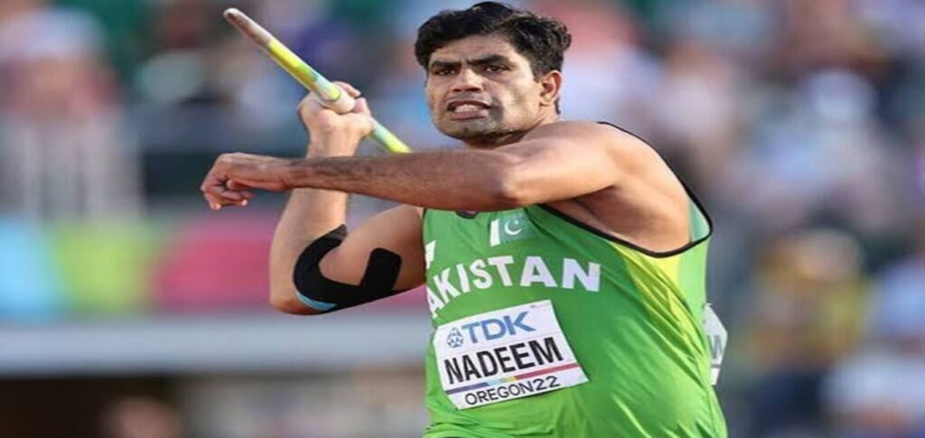 Arshad Nadeem javelin throw during the Commonwealth Games qualification in Glasgow