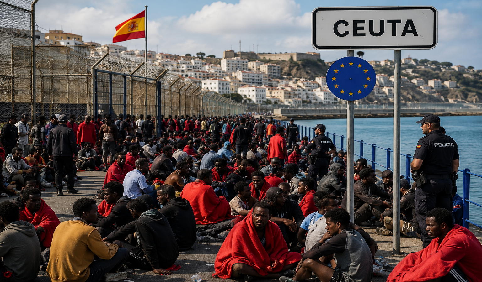 Migrants gather in Ceuta as the European Union discusses additional financial support for Spain following the record Ceuta migrant surge.
