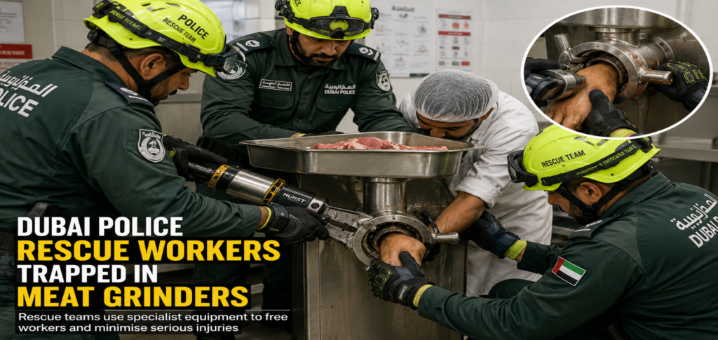 Dubai Police Rescue Workers Trapped in Meat Grinders