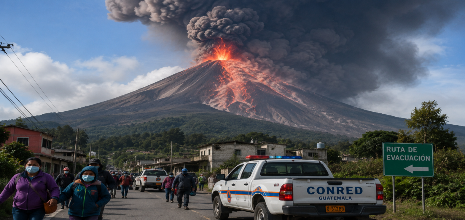 Guatemala volcano eruption at Fuego Volcano as residents evacuate while emergency crews respond to ash clouds and lava flows