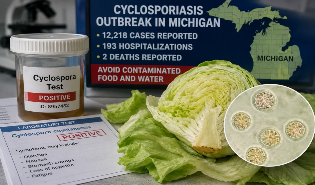 Iceberg lettuce and laboratory testing during the Michigan cyclosporiasis outbreak that has infected more than 12