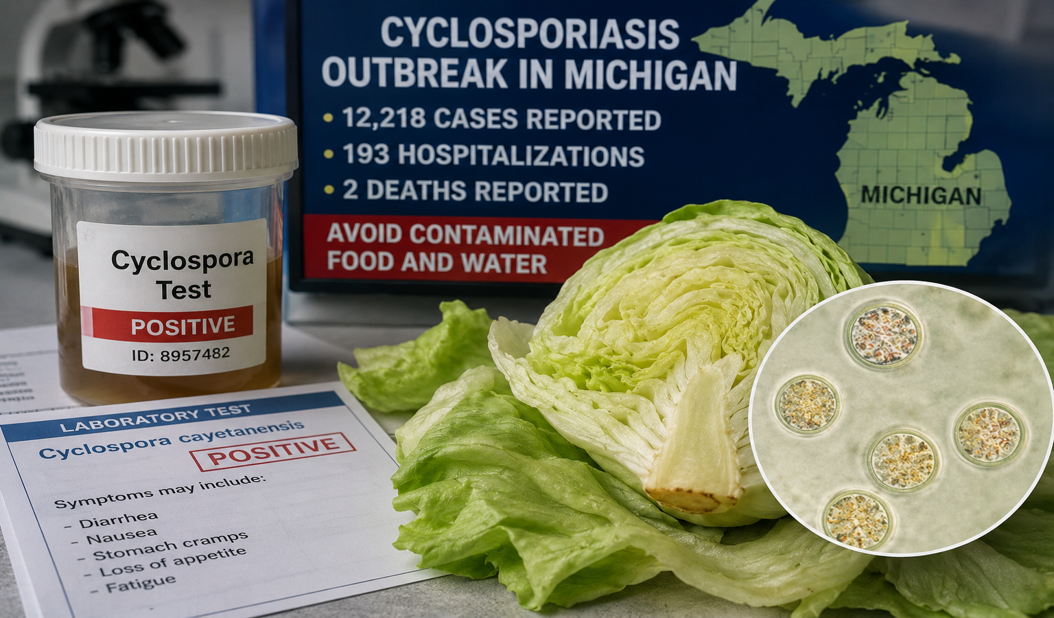Iceberg lettuce and laboratory testing during the Michigan cyclosporiasis outbreak that has infected more than 12
