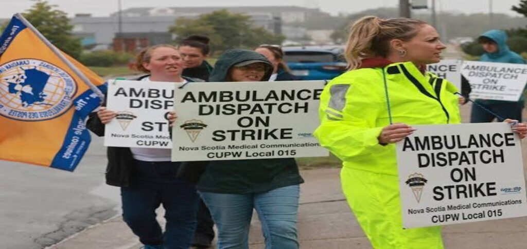 Nova Scotia 911 strike as emergency dispatchers rally for better wages and staffing outside Emergency Medical Care offices