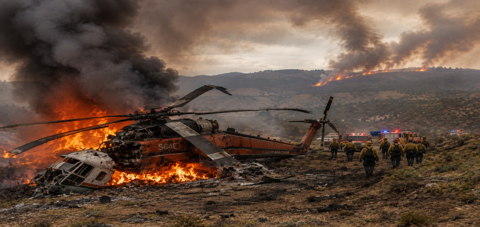 Helicopter crashes while battling a Utah wildfire as firefighters respond to major blazes in the western US.