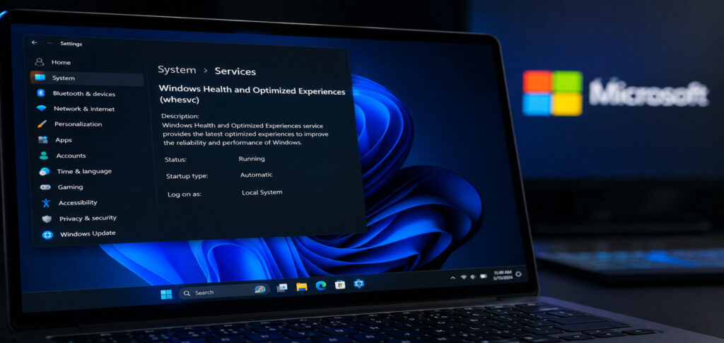 Windows 11 settings screen displaying the Windows Health and Optimized Experiences background service as Microsoft clarifies its diagnostic and privacy features.